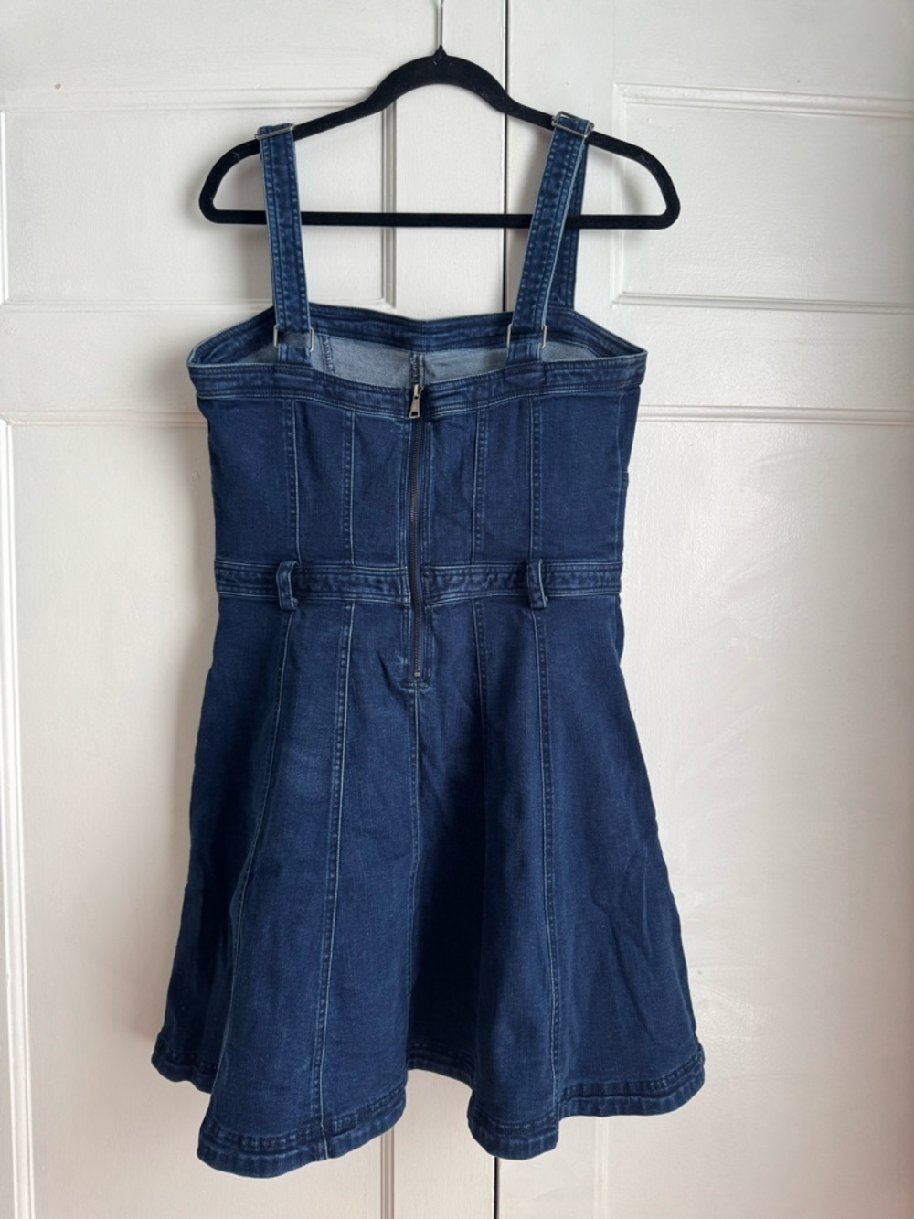 Free People Navy Blue Denim Pinafore Mini Dress - Picture 2 of 3